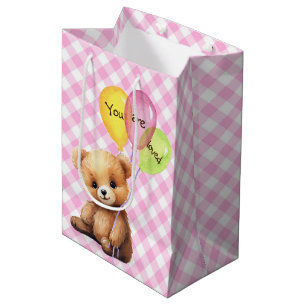 Bolsa De Regalo Mediana Oso De Cumpleaños Con Globos Fiestas