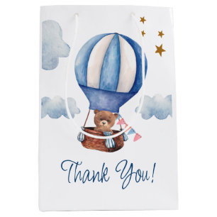 Bolsa De Regalo Mediana Oso de peluche azul gracias
