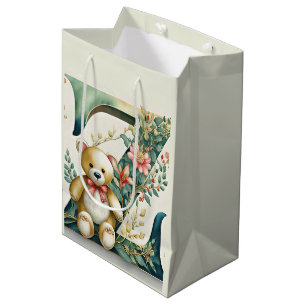Bolsa De Regalo Mediana Oso de peluche floral letra Z