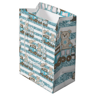 Bolsa De Regalo Mediana Oso de peluche niño ducha azul