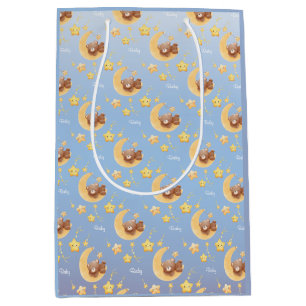 Bolsa De Regalo Mediana Oso de peluche personalizado Luna Azul Suave Baby