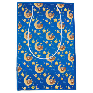 Bolsa De Regalo Mediana Oso de peluche personalizado Moon Baby Shower