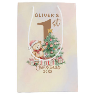 Bolsa De Regalo Mediana Oso de Teddy 1 Navidades con árbol y regalos