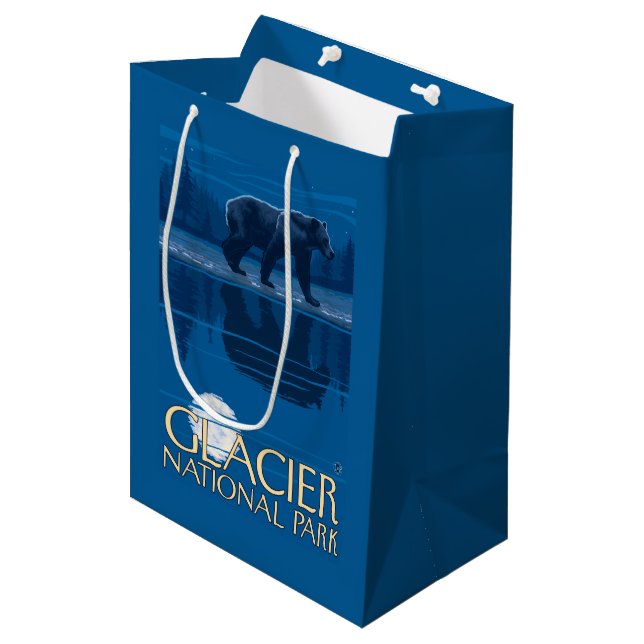 Bolsa De Regalo Mediana Oso en claro de luna - Parque Nacional Glacier, TA (Angulo Anverso)