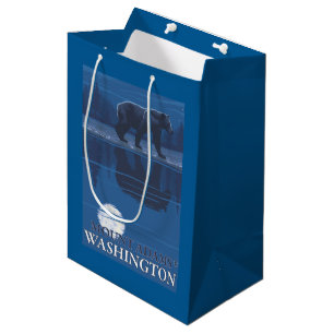 Bolsa De Regalo Mediana Oso en claro de luna - soporte Adams, Washington