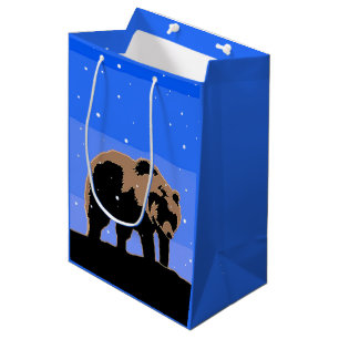 Bolsa De Regalo Mediana Oso grizzly en el invierno - arte original de la