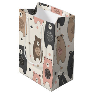 Bolsa De Regalo Mediana Oso Lindo - Bosque Suave Pastel (1)