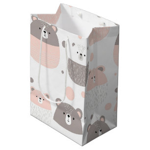Bolsa De Regalo Mediana Oso lindo y corazones -- Guardería pastel (3)