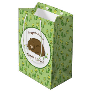 Bolsa De Regalo Mediana Oso marrón Animales de bosque de Baby Shower