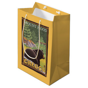 Bolsa De Regalo Mediana Oso negro en el bosque - capilla del soporte,