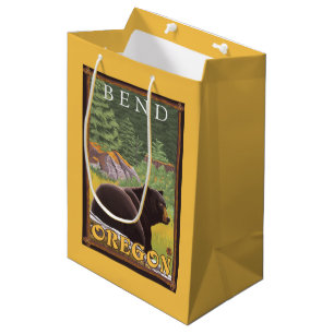 Bolsa De Regalo Mediana Oso negro en el bosque - curva, Oregon