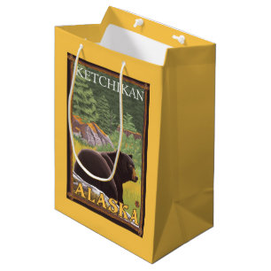 Bolsa De Regalo Mediana Oso negro en el bosque - Ketchikan, Alaska