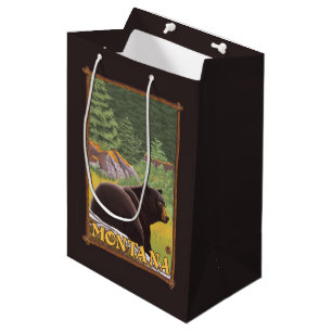 Bolsa De Regalo Mediana Oso negro en el bosque - Montana