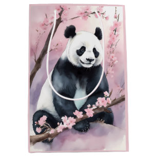 Bolsa De Regalo Mediana Oso Panda de pintura de color de agua