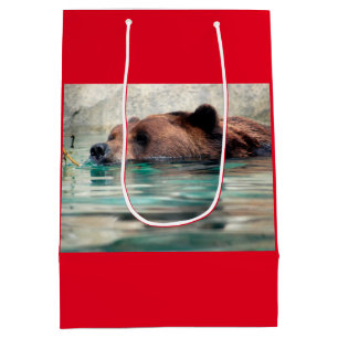 Bolsa De Regalo Mediana Oso pardo y suave en el agua