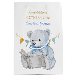 Bolsa De Regalo Mediana Oso personalizado leyendo un libro Gracias Baby Sh