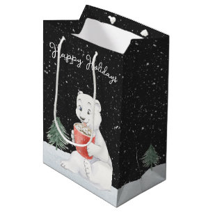 Bolsa De Regalo Mediana Oso Polar Acuático Con Cacao Caliente