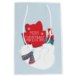 Bolsa De Regalo Mediana Oso polar caprichoso y presenta Navidades