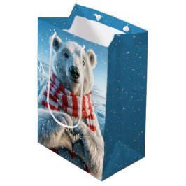 Bolsa De Regalo Mediana Oso Polar Con Pulseras De Corazón