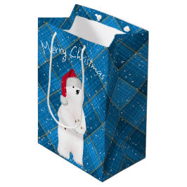Bolsa De Regalo Mediana Oso Polar De navidades En Placa Azul