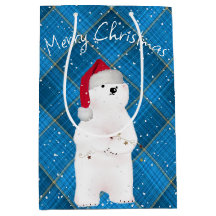 Oso Polar De navidades En Placa Azul