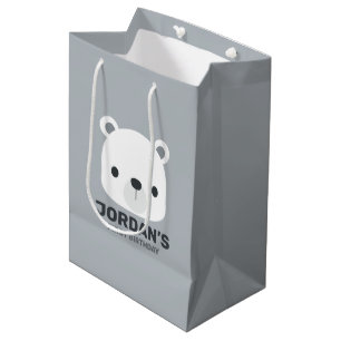 Bolsa De Regalo Mediana Oso polar pequeño y corto con nombre personalizado