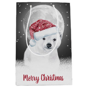 Bolsa De Regalo Mediana Oso Polar y Luna de los navidades