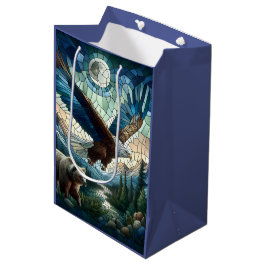 Bolsa De Regalo Mediana Oso y águila mosaicos en las montañas