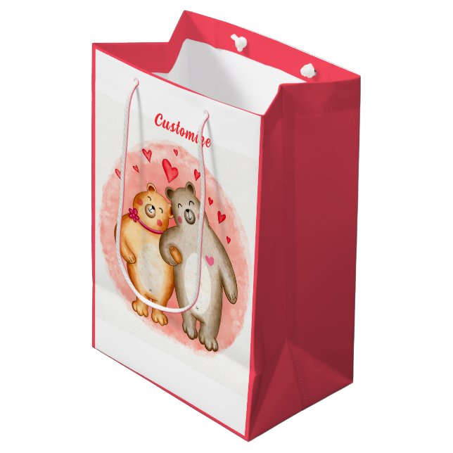 Bolsa De Regalo Mediana Osos de amor pequeños (Angulo Anverso)