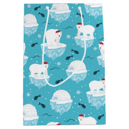 Bolsa De Regalo Mediana Osos polares cortos en el patrón de Navidades Sant