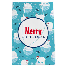 Bolsa De Regalo Mediana Osos polares cortos en el patrón de Navidades Sant