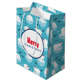 Bolsa De Regalo Mediana Osos polares cortos en el patrón de Navidades Sant