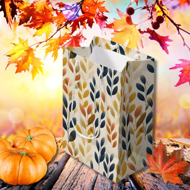 Bolsa De Regalo Mediana Otoño de las hojas del boho y bohemias (Autumn Boho and Bohemian Leaves Medium Gift Bag)