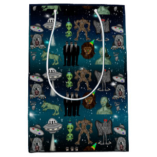 Bolsa De Regalo Mediana OVNI, Alien, cumpleaños criptolítico de pie grande