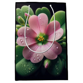 Bolsa De Regalo Mediana Oxalis verde y rosa floral