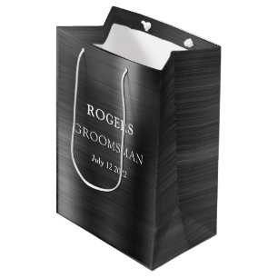 Bolsa De Regalo Mediana Padrino de boda metal cepillado negro