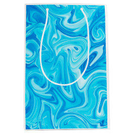 Bolsa De Regalo Mediana Paint Swirl Art Blue Colorful Fun