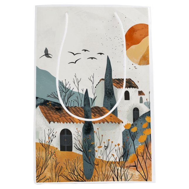 Bolsa De Regalo Mediana Paisaje abstracto de Boho (4) (Anverso)