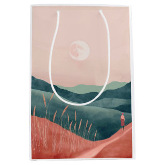 Bolsa De Regalo Mediana Paisaje abstracto de Boho (7)