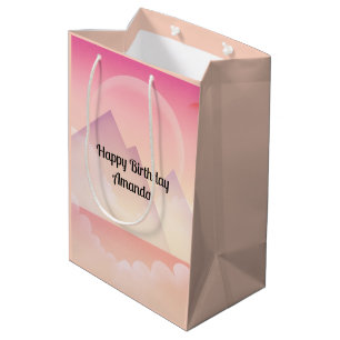 Bolsa De Regalo Mediana Paisaje de la Montaña Dreamy Pastel Cumpleaños