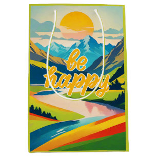 Bolsa De Regalo Mediana Paisaje de montaña Retro