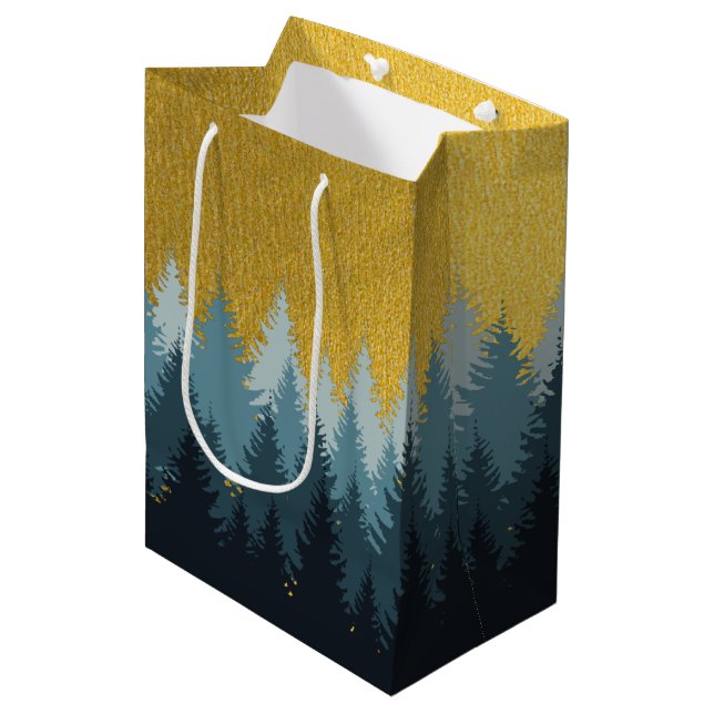 Bolsa De Regalo Mediana Paisaje dorado de los árboles forestales (Angulo Anverso)