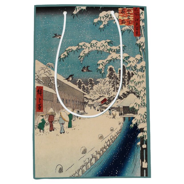 Bolsa De Regalo Mediana paisaje invernal de Hiroshige, Japón rural (Anverso)
