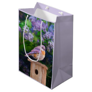 Bolsa De Regalo Mediana Pájaro azul oriental en nieve - Fotografía origina