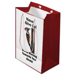 Bolsa De Regalo Mediana Pájaro Carpintero Nunca Desistir Inspirador