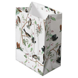 Bolsa De Regalo Mediana Pájaros de pollo Berries y Pinecones