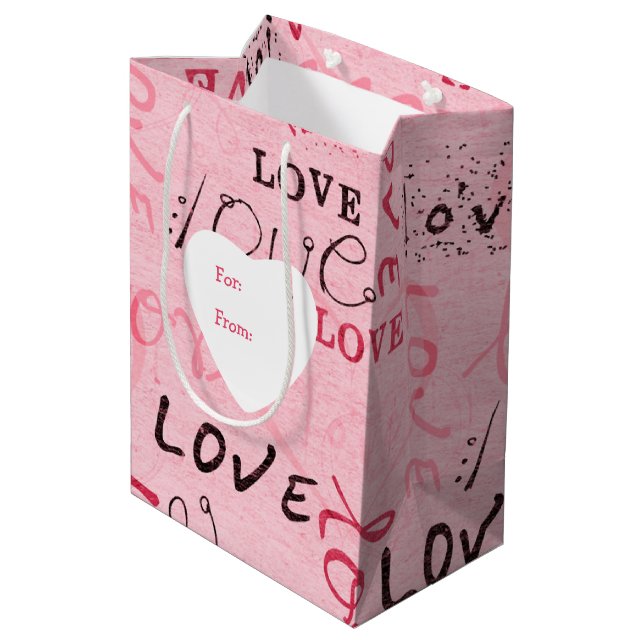 Bolsa De Regalo Mediana Palabras de amor Valentine personalizado (Angulo reverso)