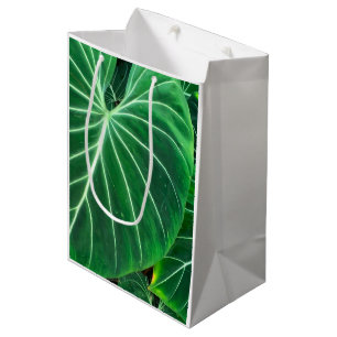Bolsa De Regalo Mediana Palm Leaf follaje de selva tropical