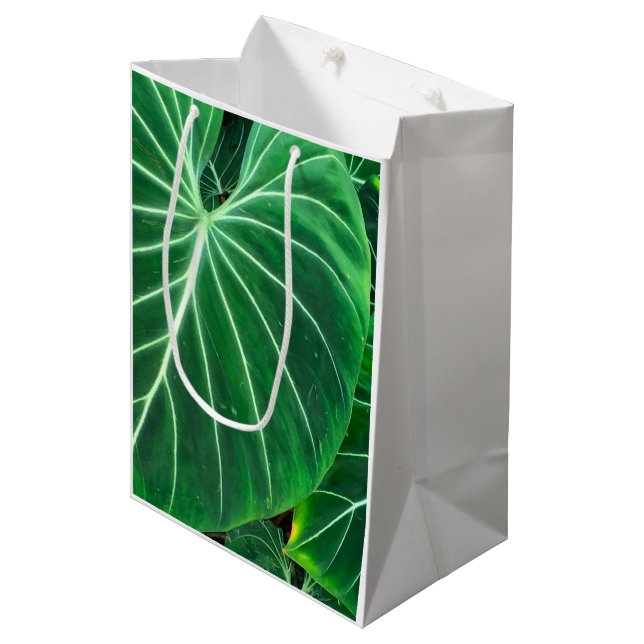 Bolsa De Regalo Mediana Palm Leaf follaje de selva tropical (Angulo Anverso)