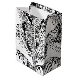 Bolsa De Regalo Mediana Palm Tree deja patrón abstracto negro y blanco